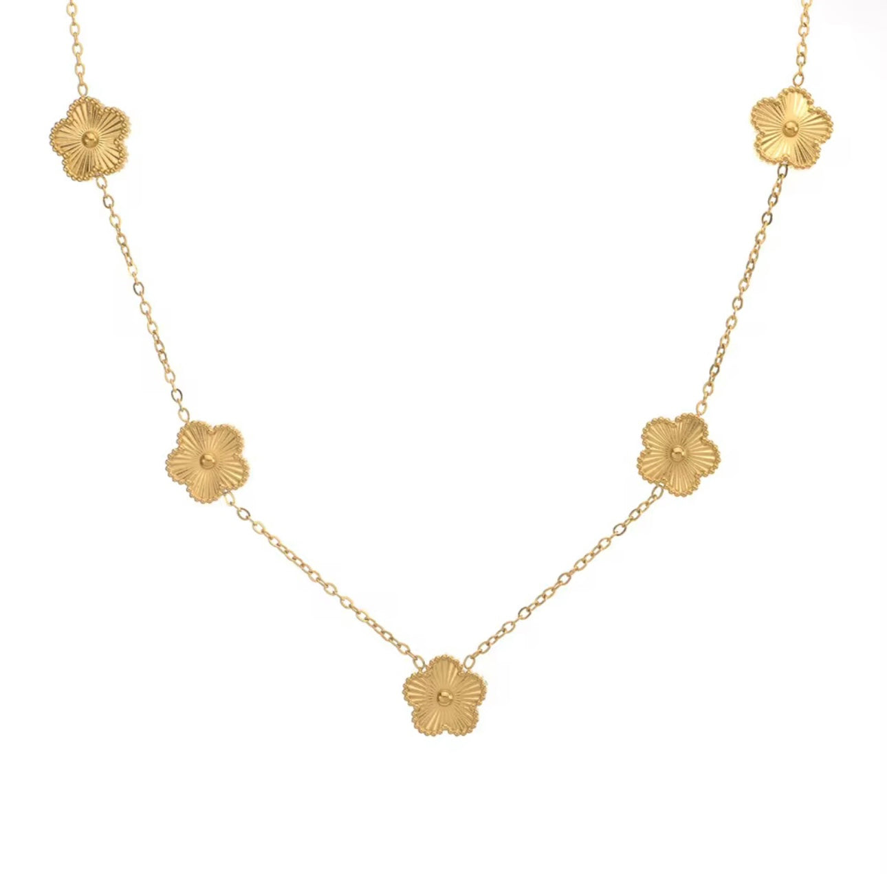 Gold Clover Set- Gold Plated Necklace &Earrings Combo kohi shop