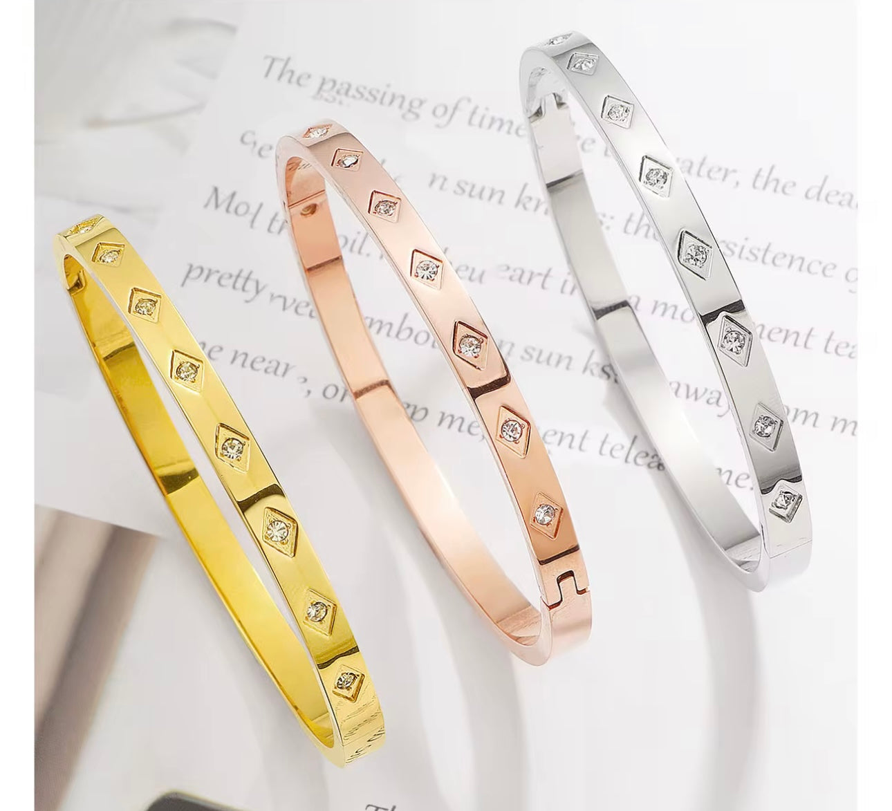 Zirconia Diamond Cut Bangle Bracelet kohi shop