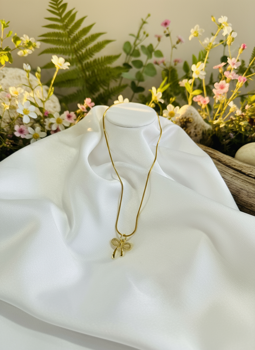 Zirconia Diamond Bow Pendant