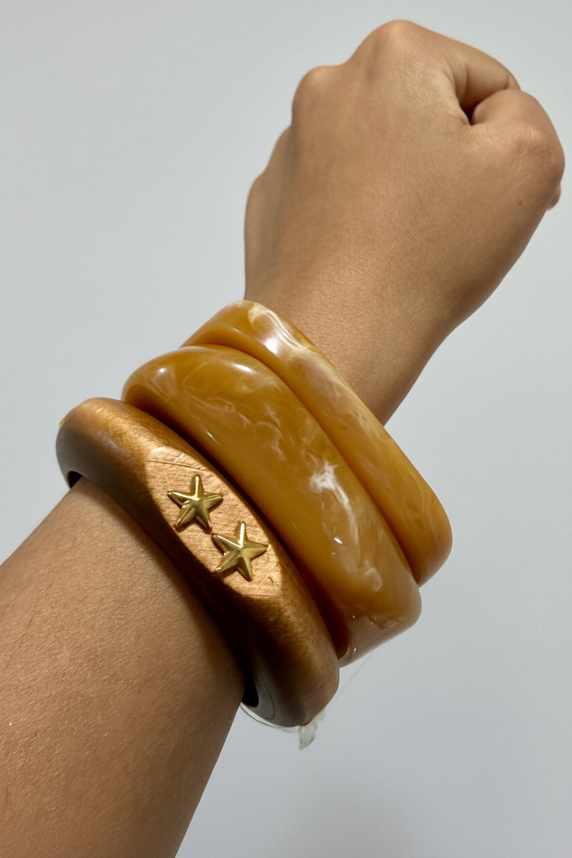 Wood Resin mix Bangle ( set of 3 )