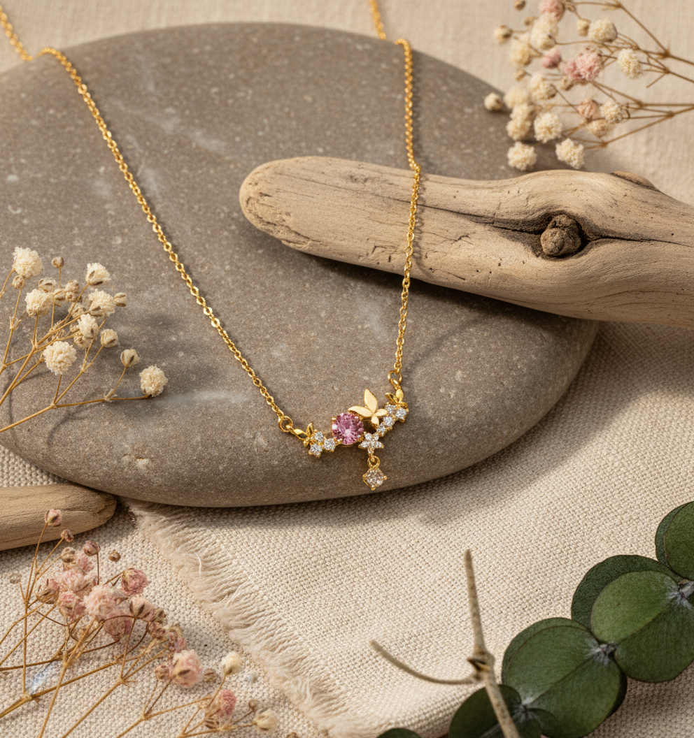 Studded Butterfly Necklace