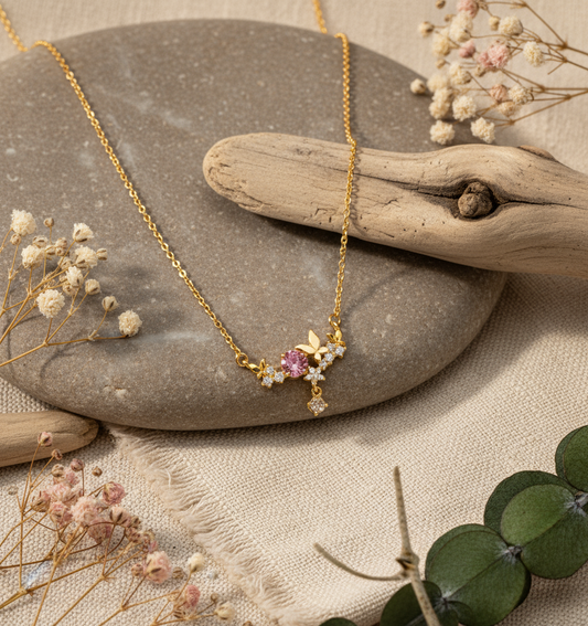 Studded Butterfly Necklace