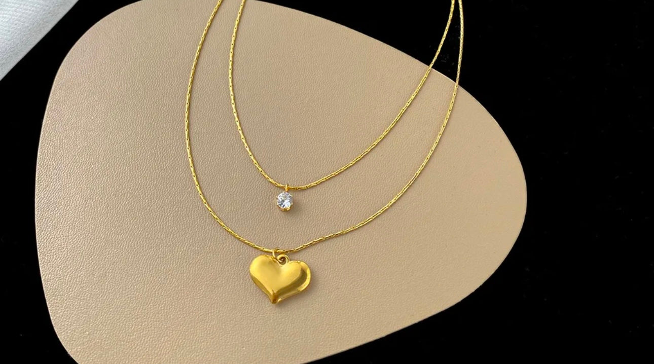 Falling in Love Zirconia Diamond Double Necklace kohi shop