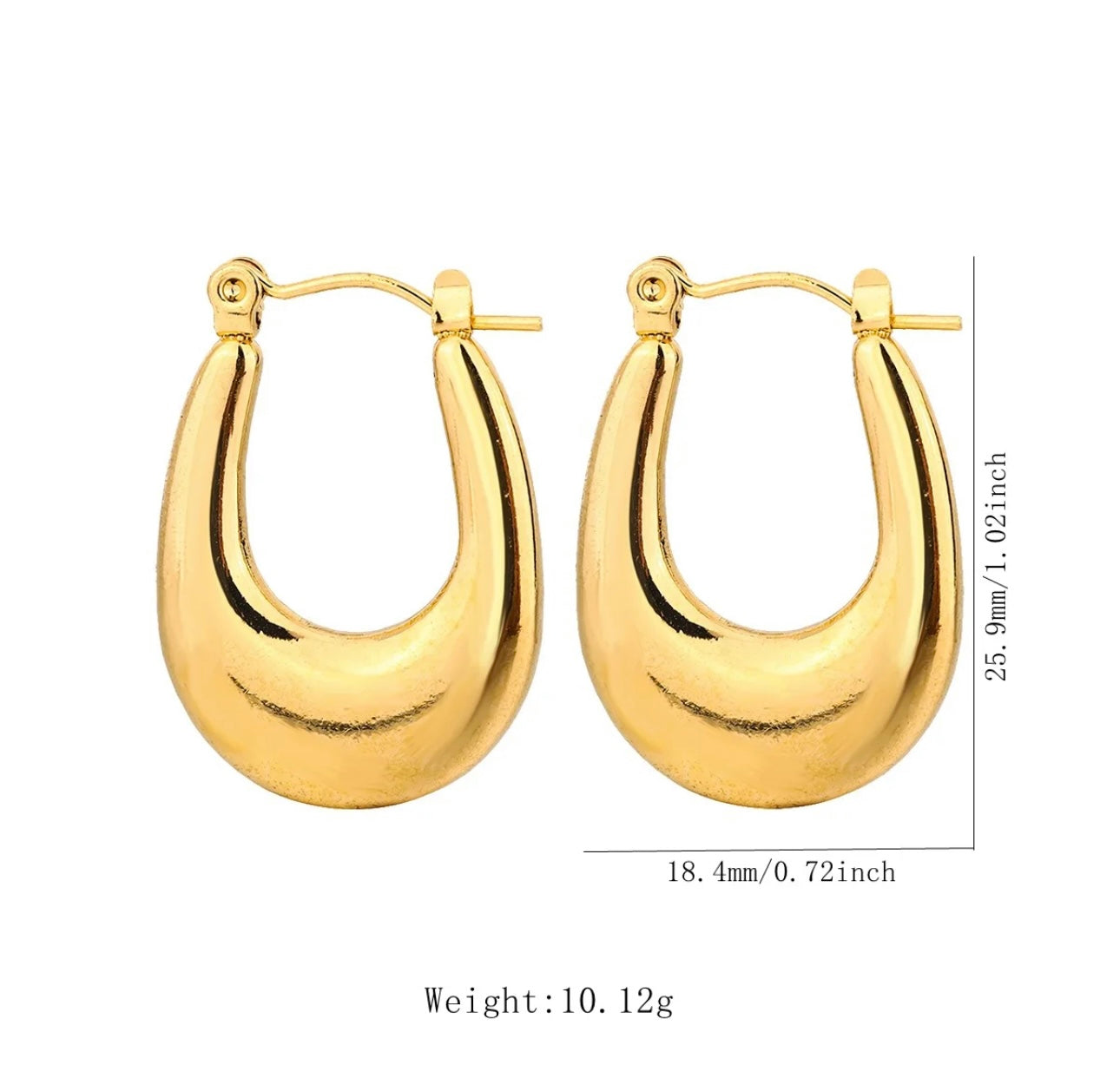 U-shaped Chunky Gold Plated Hoops kohi