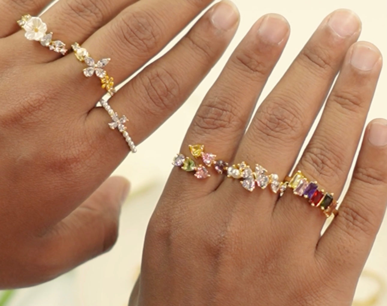 Diwali collection Flower Crystal Ring