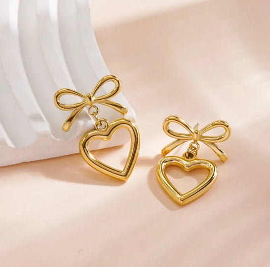 HEART & BOW EARRING kohi