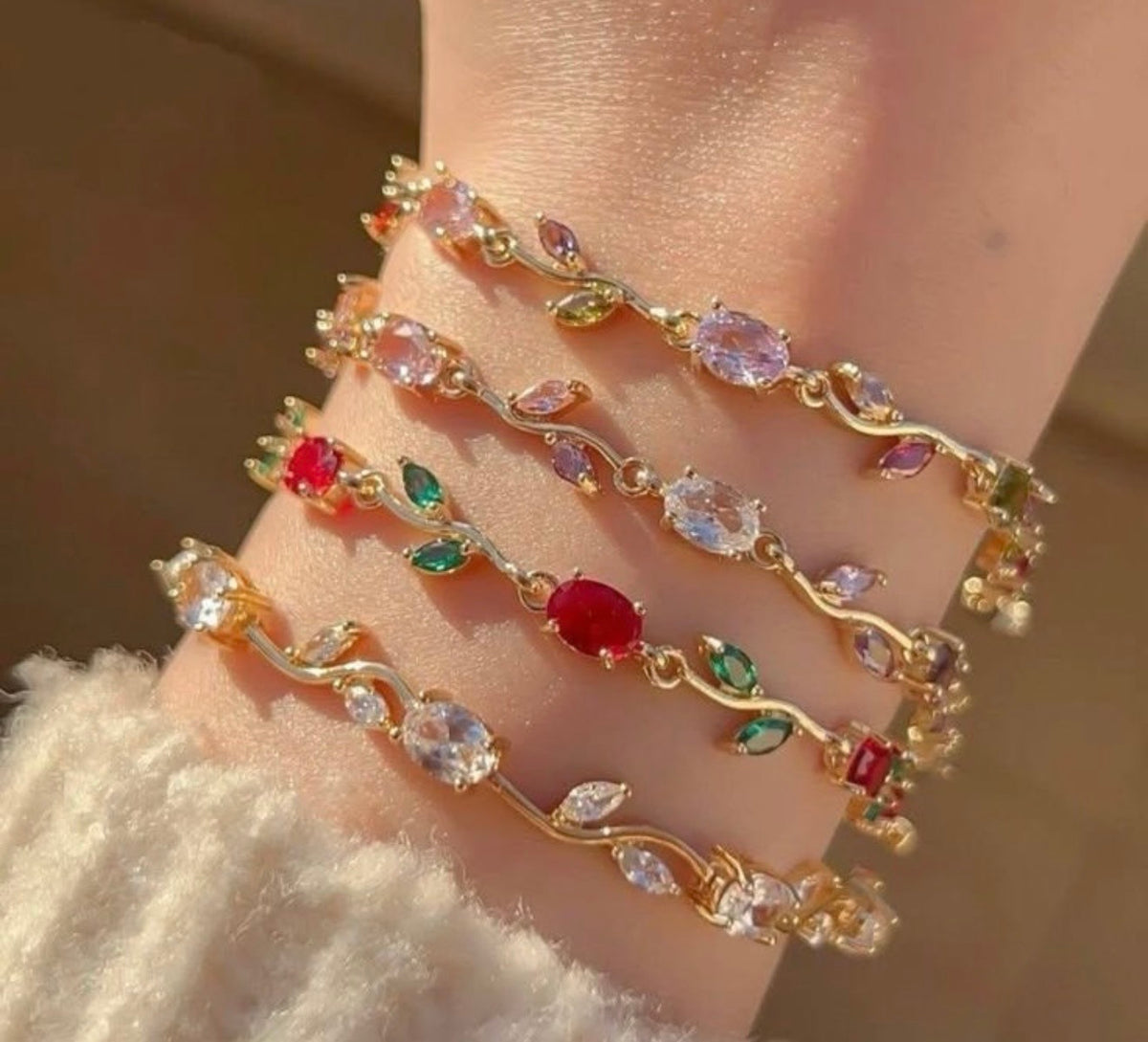 Emerald-Ruby Tulip Bracelet