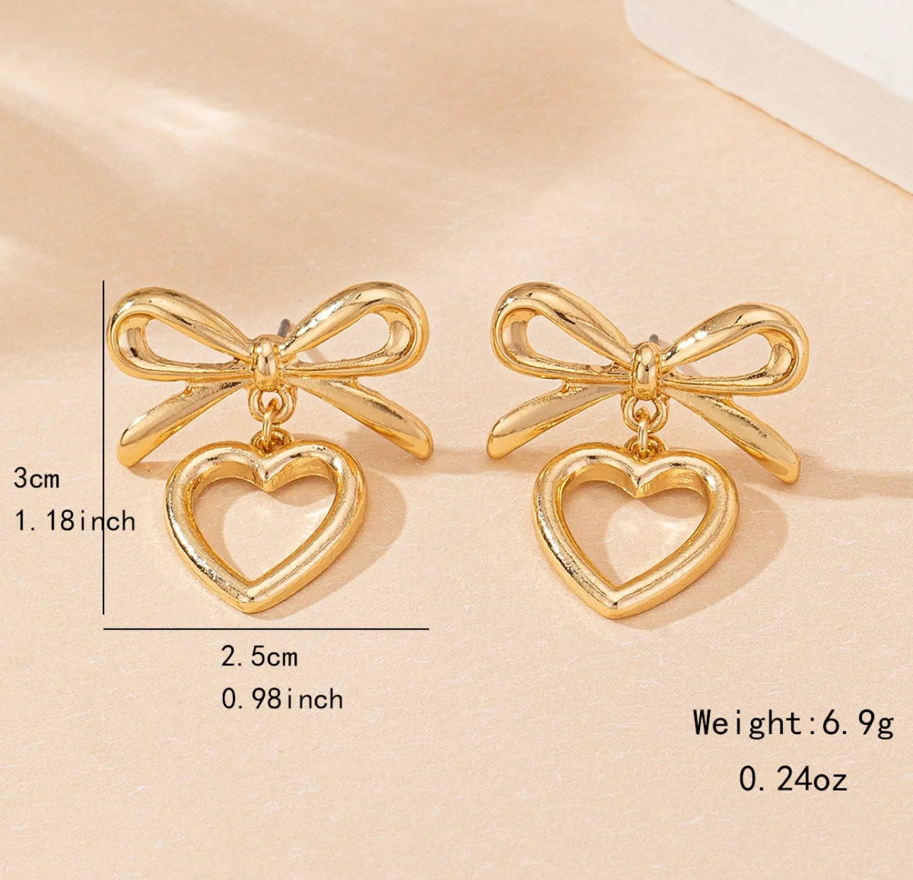 HEART & BOW EARRING kohi