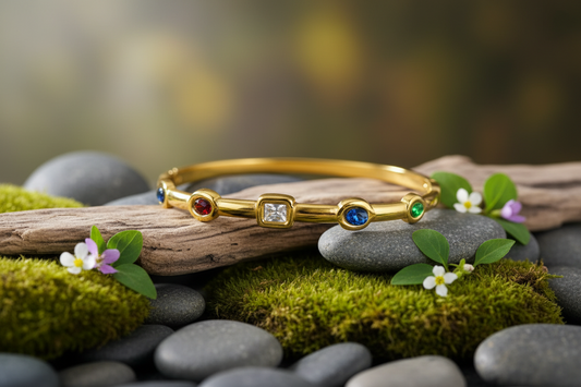 Multi Stone Traditional Bangle Bracelet