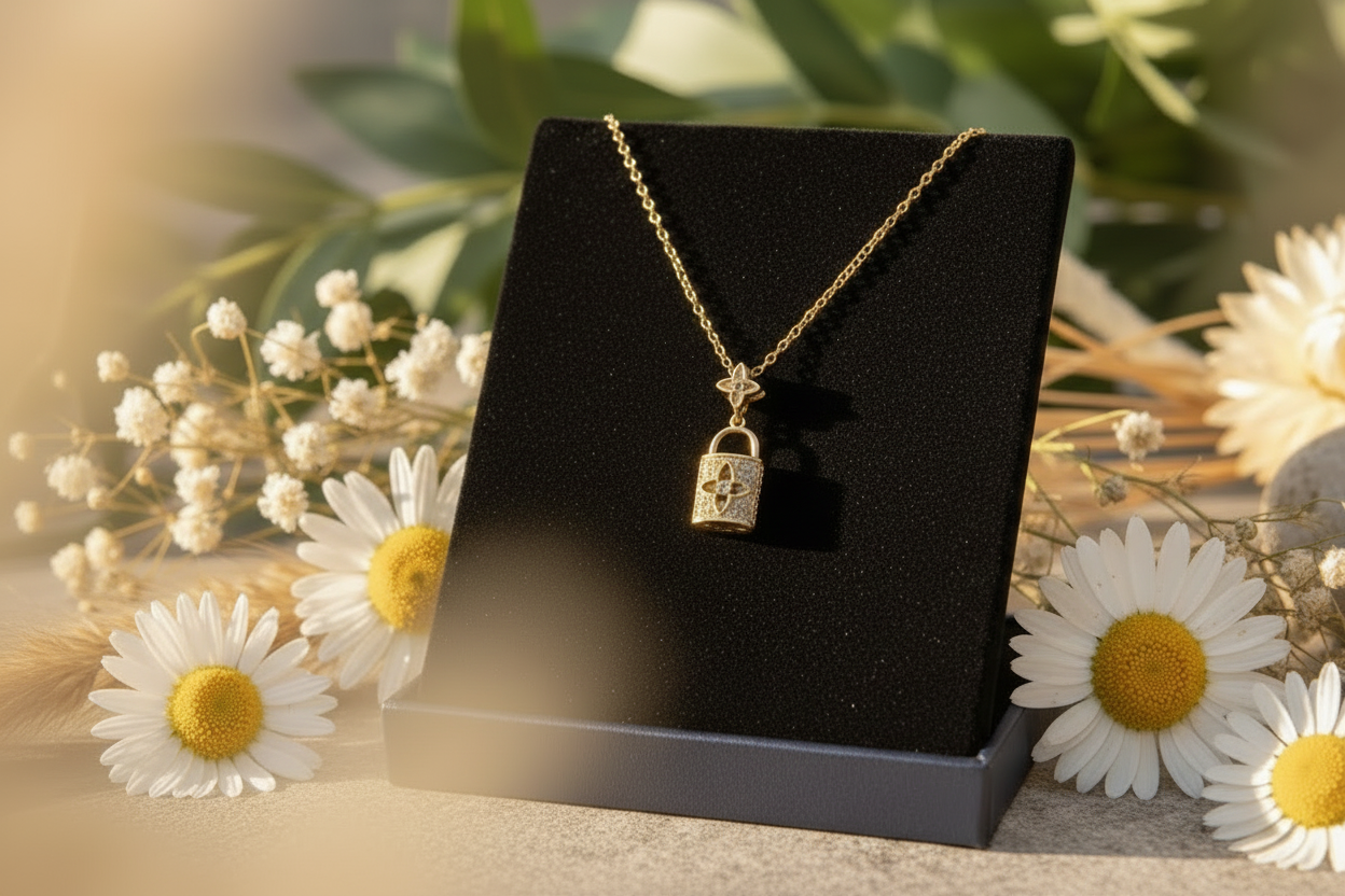 LV Brand Inspired Lock Necklace