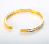 Coral Tennis Zirconia Diamond Gold Bangle kohi