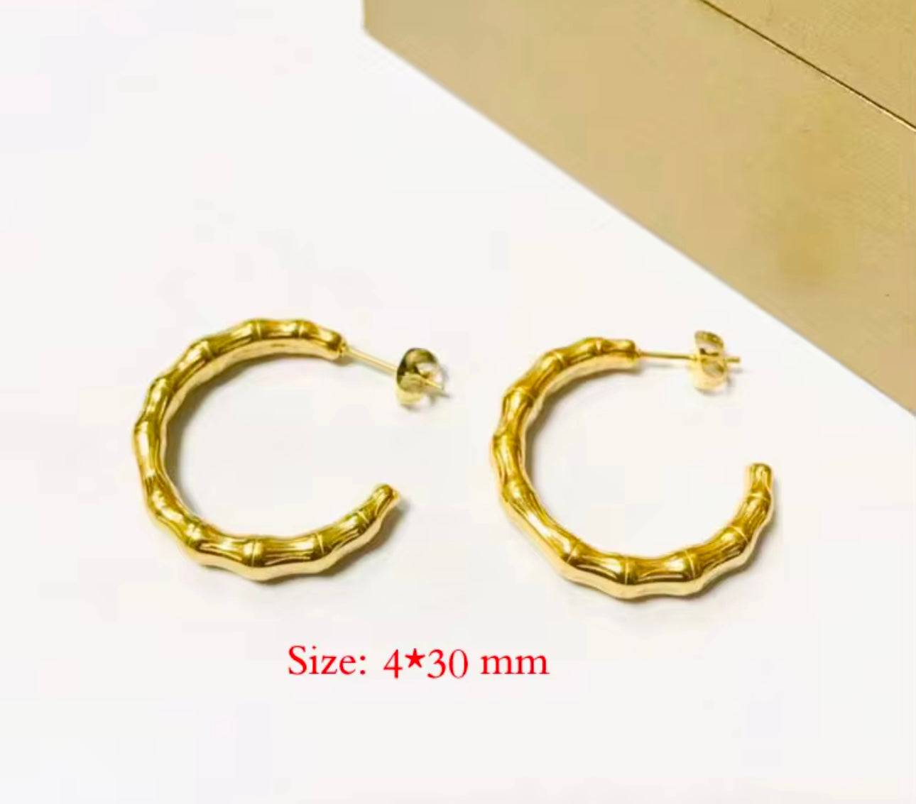 Bamboo Inspired Gold Plated Hoop kohi