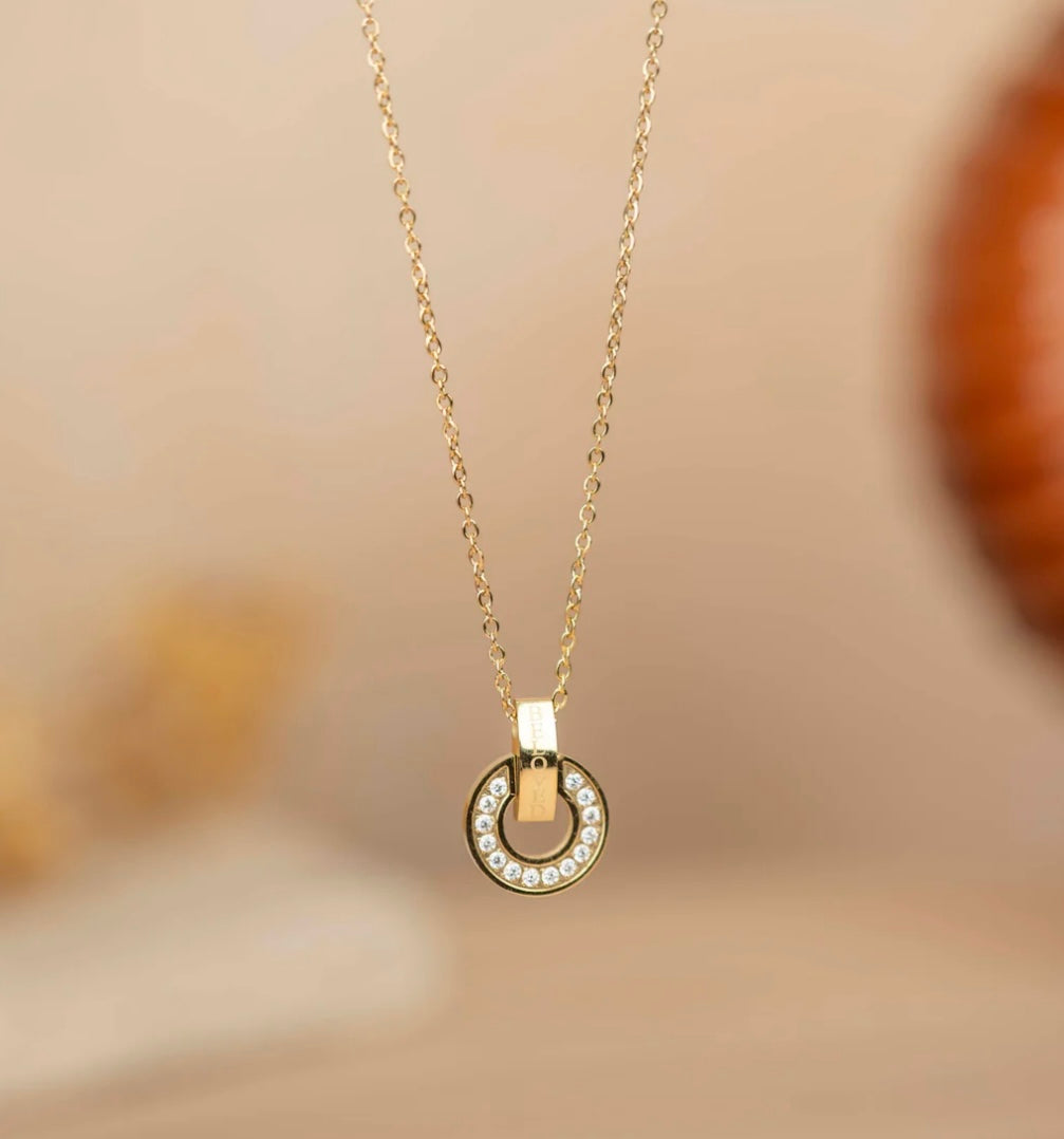 Minimal Zirconia Diamond Circle Necklace kohi