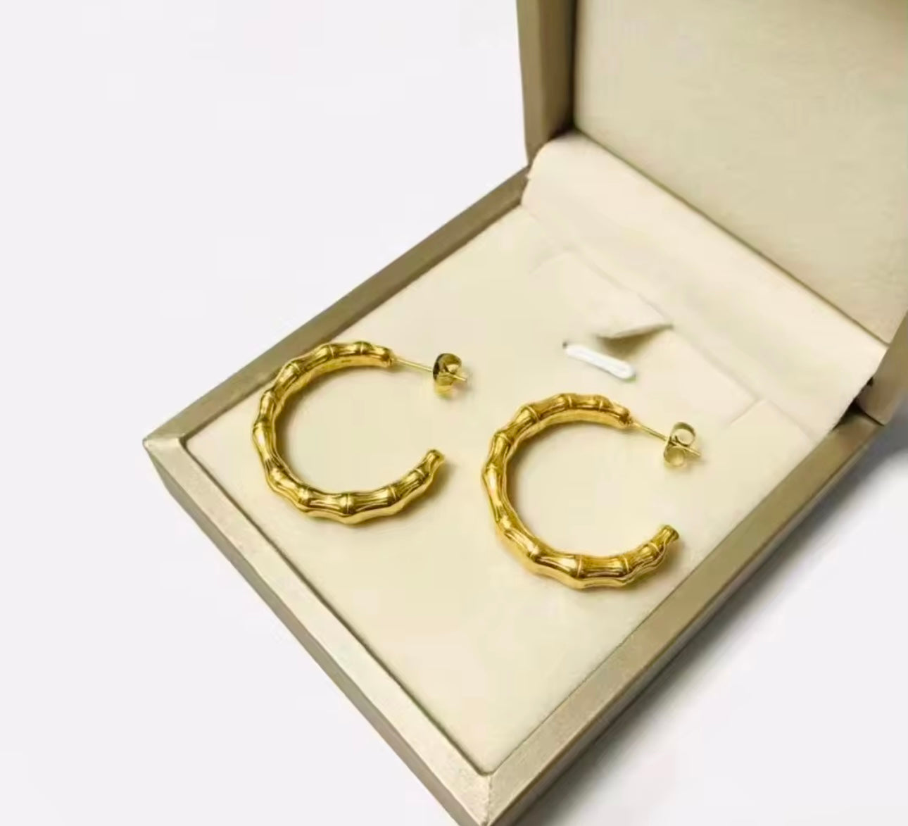 Bamboo Inspired Gold Plated Hoop kohi