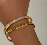 Coral Tennis Zirconia Diamond Gold Bangle kohi