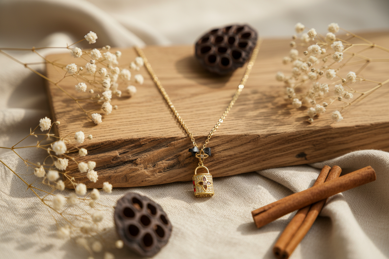 LV Brand Inspired Lock Necklace