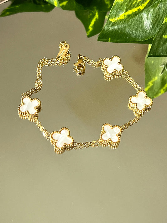 White Clover Adjustable Five leaf Bracelet kohi